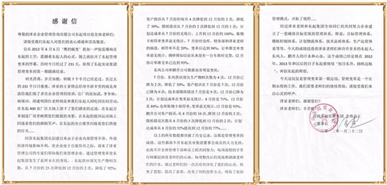 東起對澤亞管理咨詢的感謝